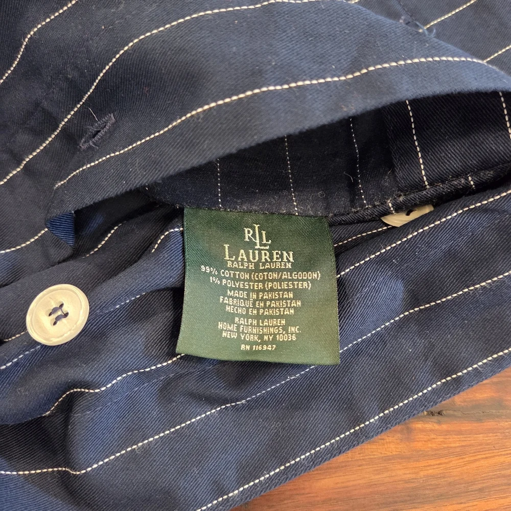 Lauren Ralph Lauren Blue Pinstripe Button Throw Pillowcases Lot Of 2 28x28
